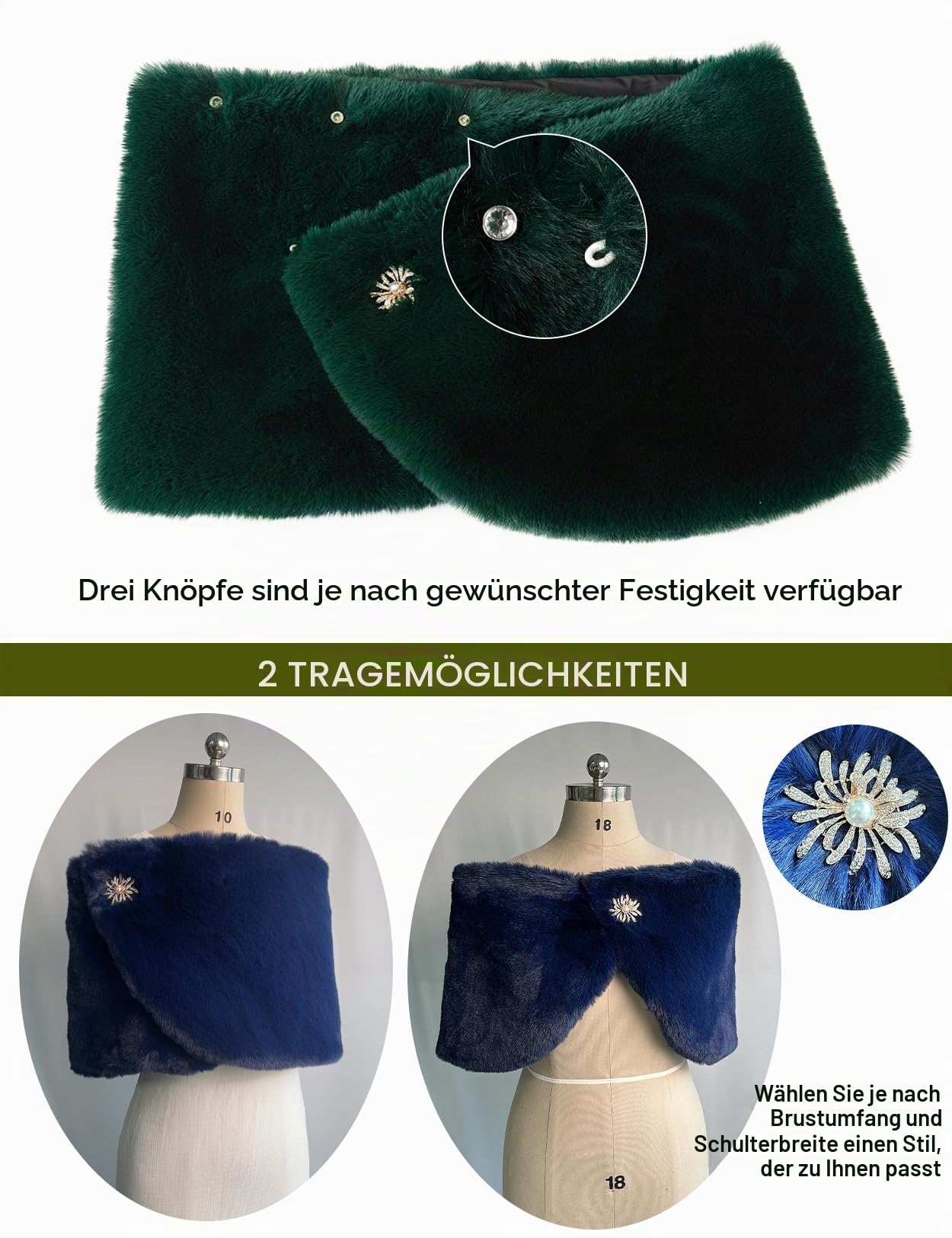 BEAUTELICATE Kunstpelz Schal Stola Bolero Pelz Damen Für Frauen Hochzeit Braut Abend Brautschal Brautstola