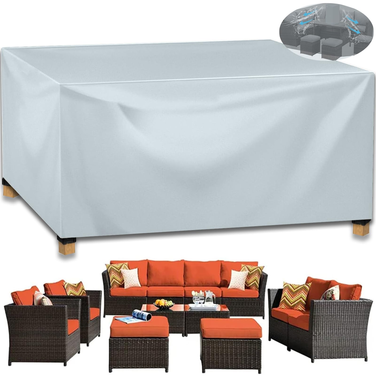 Tuinmeubelhoezen zwart, 220 x 160 x 100 cm waterdichte terrasmeubelhoes buiten tuin rotan tafelstoel, 420D zware Oxford-stof rotan meubelhoes winddicht anti-UV voor terras Tuinmeubelhoezen zwart, 220 x 160 x 100 cm waterdichte terrasmeubelhoes buiten tuin rotan tafelstoel, 420D zware Oxford-stof rotan meubelhoes winddicht anti-UV voor terras