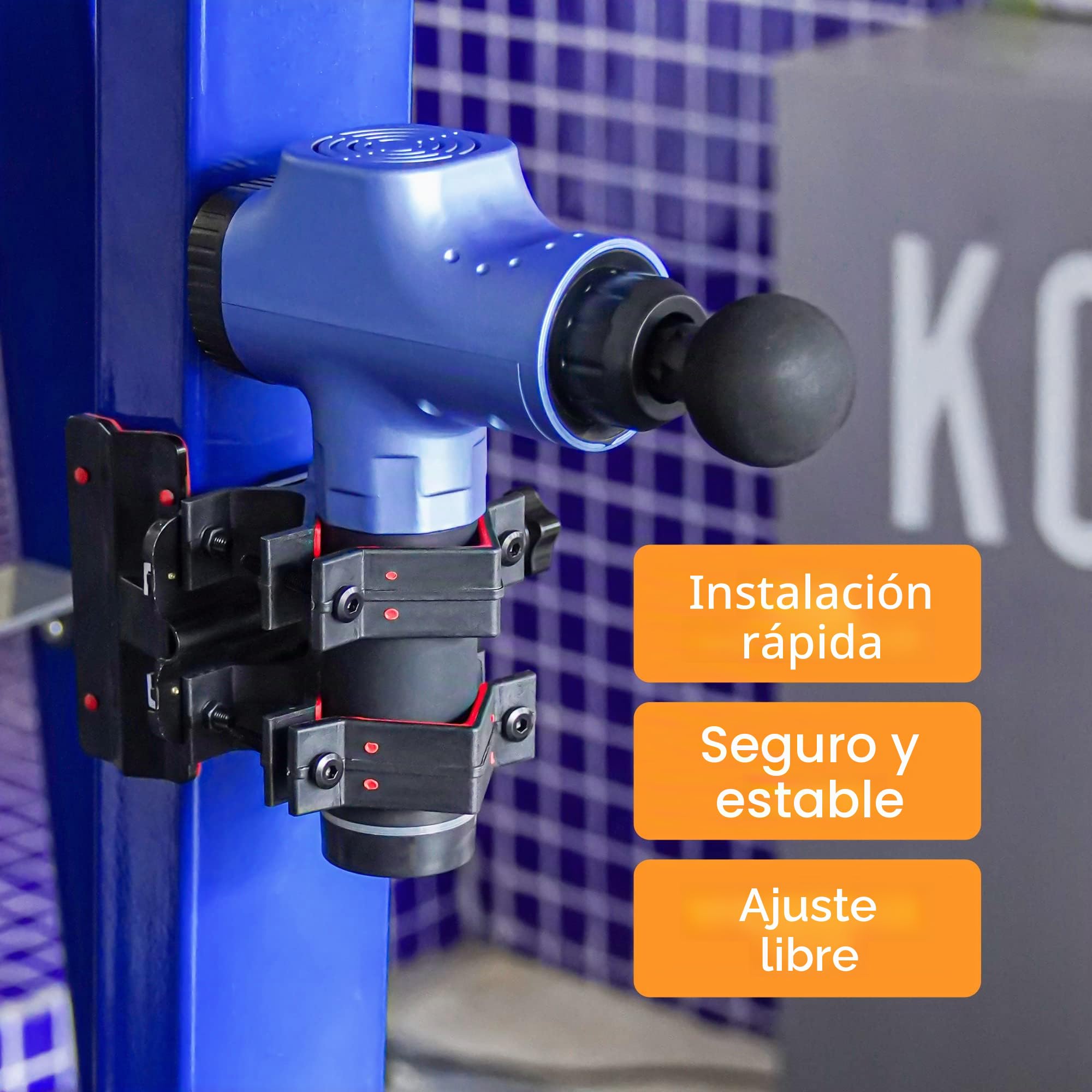 Soporte de pistola de masaje de mano para espalda, montaje de pistola de masaje muscular percusivo para automasaje， Compatible con la mayoría de las pistolas de masaje, para zonas de difícil acceso