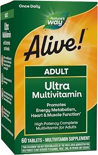 Nature's Way Alive! Adult Ultra Multivitamins, Promotes Energy Metabolism, Heart & Muscle Function*, with B-Vitamins Including Methylated B12, Gluten Free, 60 Tablets