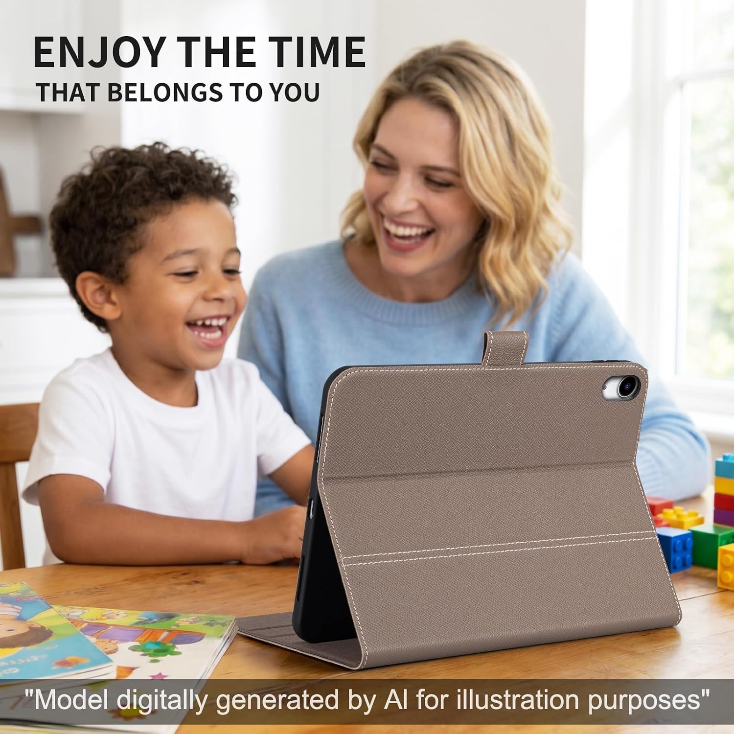 Genuine Leather Case for Ipad(A16) 11th Gen 11 inch 2025,Ipad 10th Gen 10.9 inch 2022,Full Grain Leather Cover Shell with Auto Sleep/Wake,Adjustable Stand,Magnetic Buckle Closure.Gray Brown