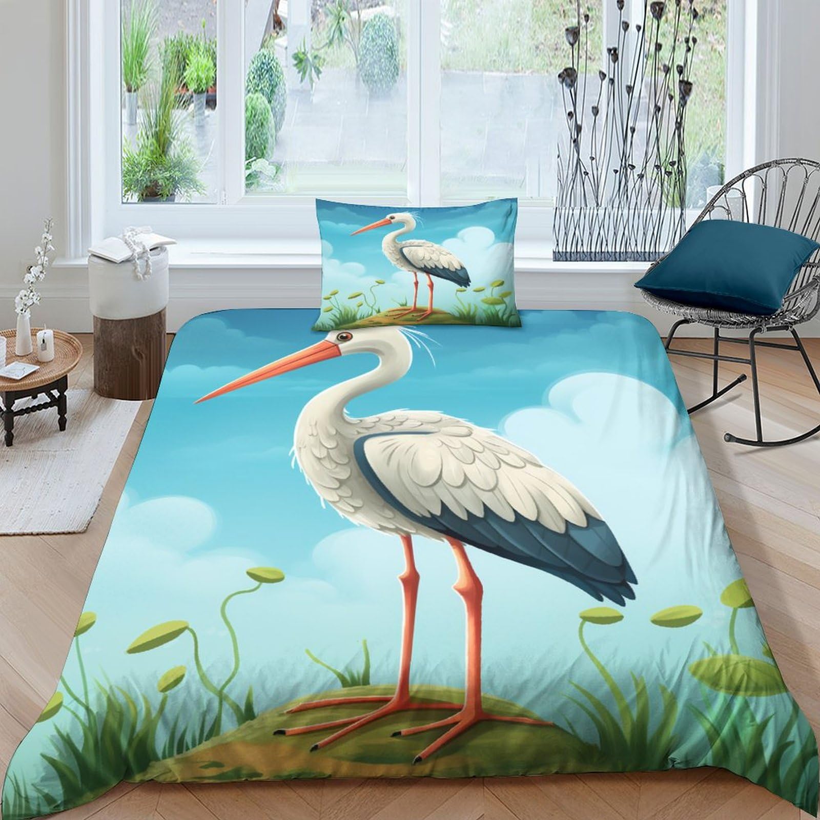 Housses de couettes aigrette en microfibre douce 135x200cm