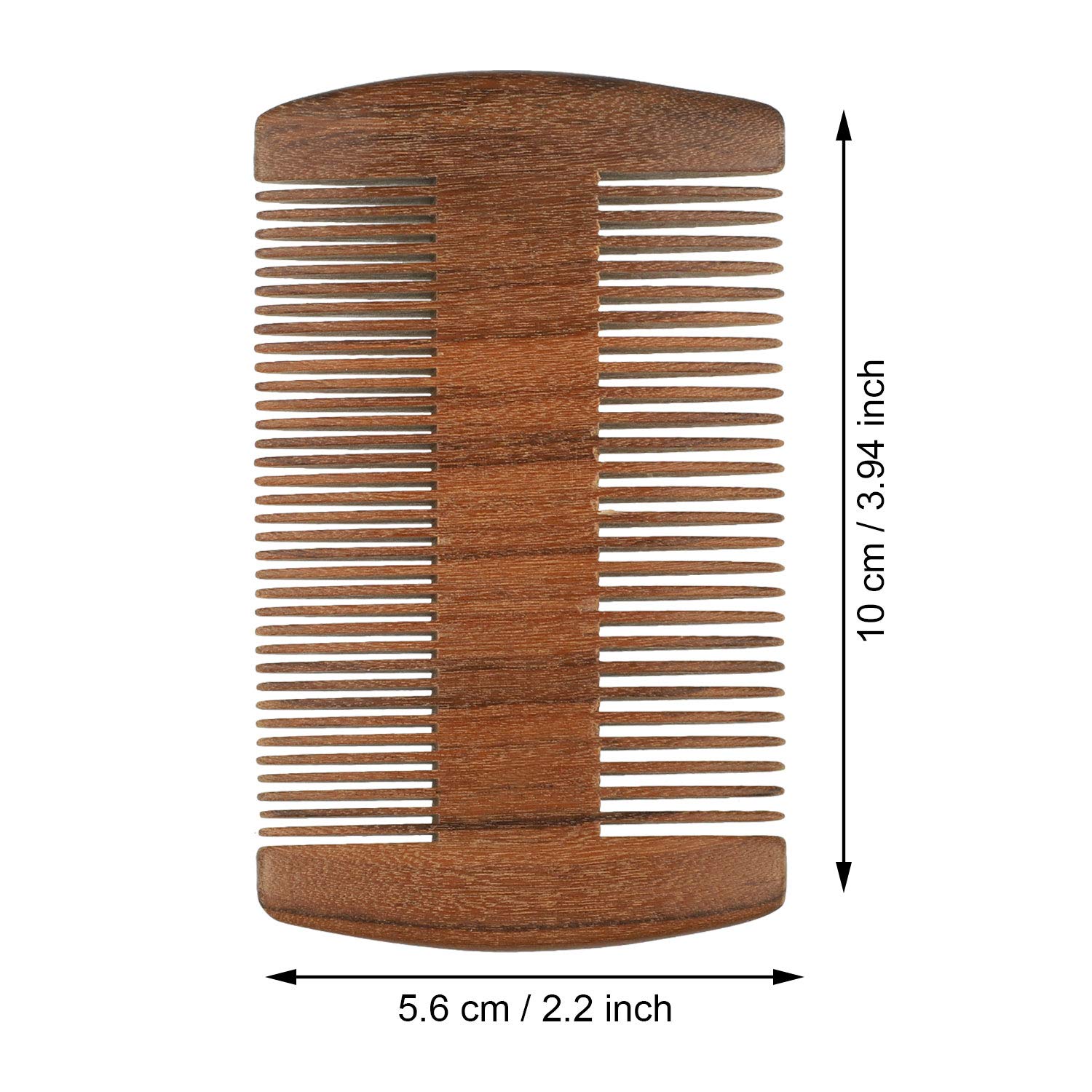 3 Pieces Beard Comb for Men Natural Sandalwood Wooden Mustaches Combs Dual Action Teeth Beard Comb with 3 Pieces Pocket Faux Leather Case for Beards Mustaches(Brown)