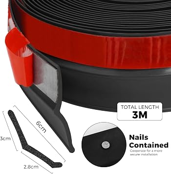 Woobroo 3m Garage Door Seal, Draught Excluder for Doors, Self-Adhesive Rubber Draught Excluder for Weather and Dust Protection