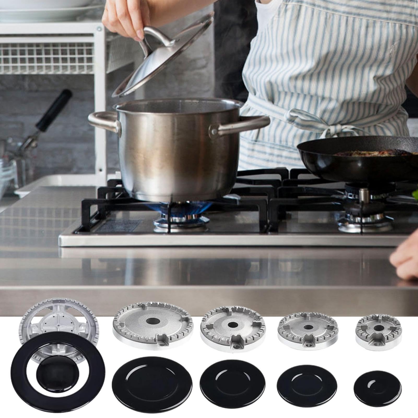 Couvercle de brûleur de table de cuisson, ensemble de chapeaux de cuisinière | 11 pièces/ensemble couvercle de brûleur facile à monter,Couvercles de table de cuisson robustes pour dessus de cuisinière