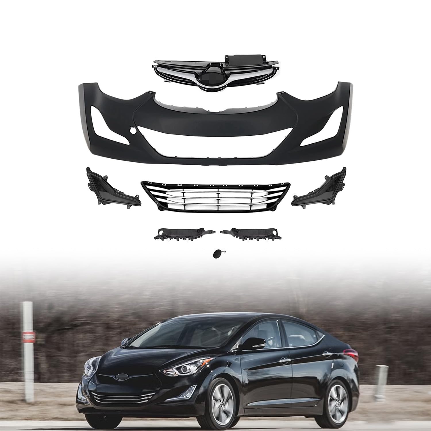 LOSTAR Front Bumper Cover Grille Set 2014-2016