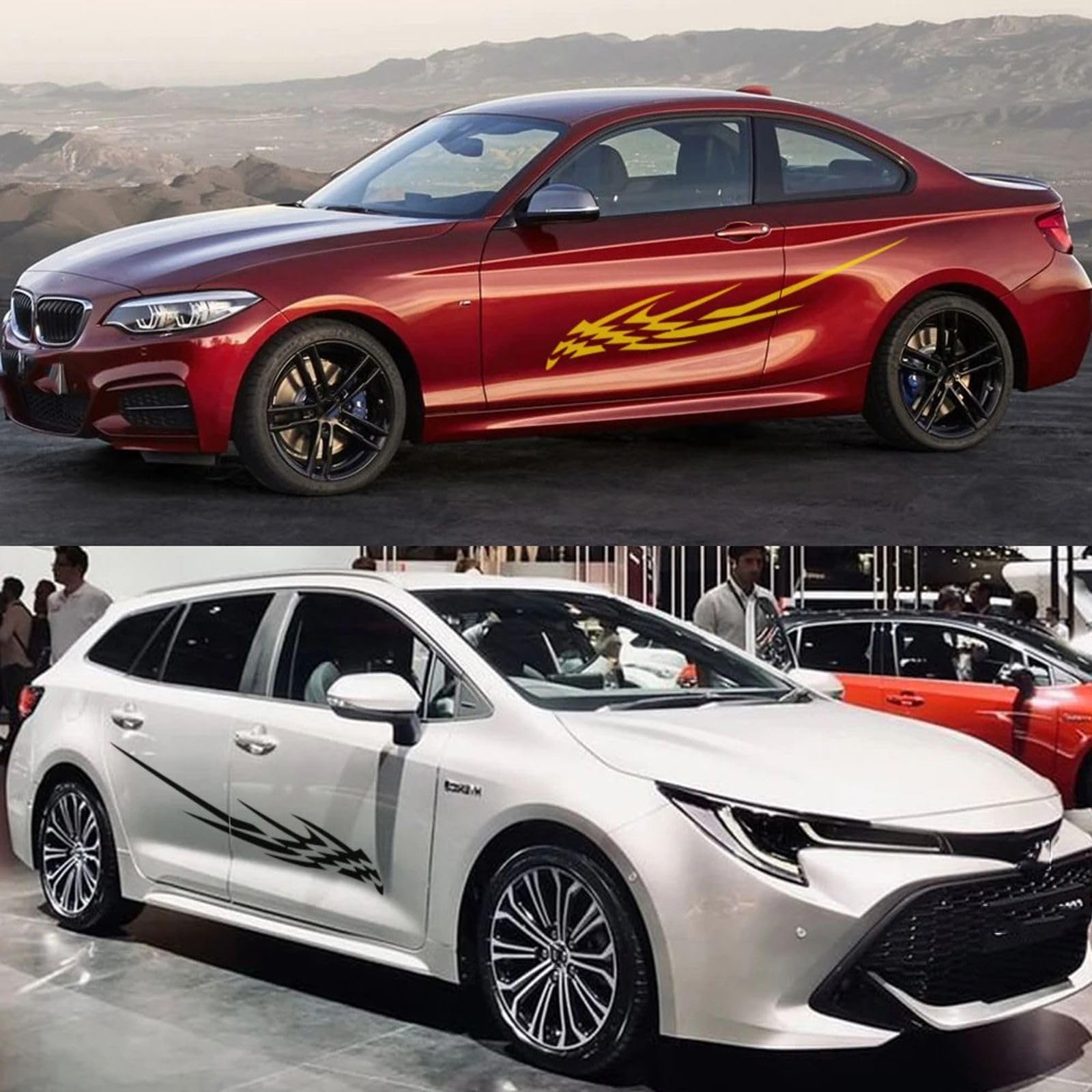 2szt 180x28cm Śmieszne Sport Wyścigi Tuning Naklejki samochodowe Auto Side Body DIY Naklejki winylowe Stylizacja Naklejki graficzne samochodu