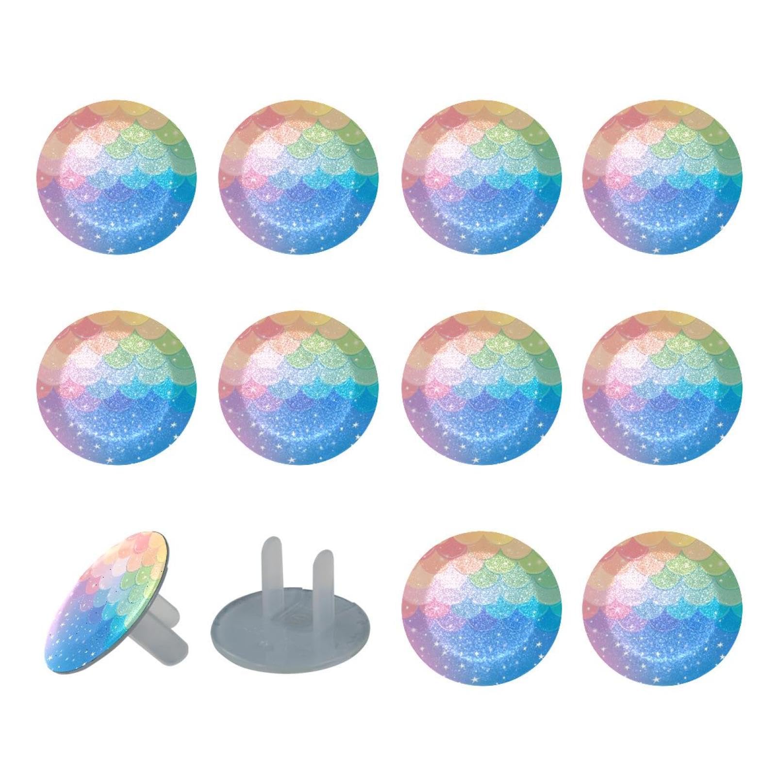 24 Pcs Baby Child Proofing Outlet Covers, Mermaid Scale Safety Socket Caps for Electrical Power Wall Plates