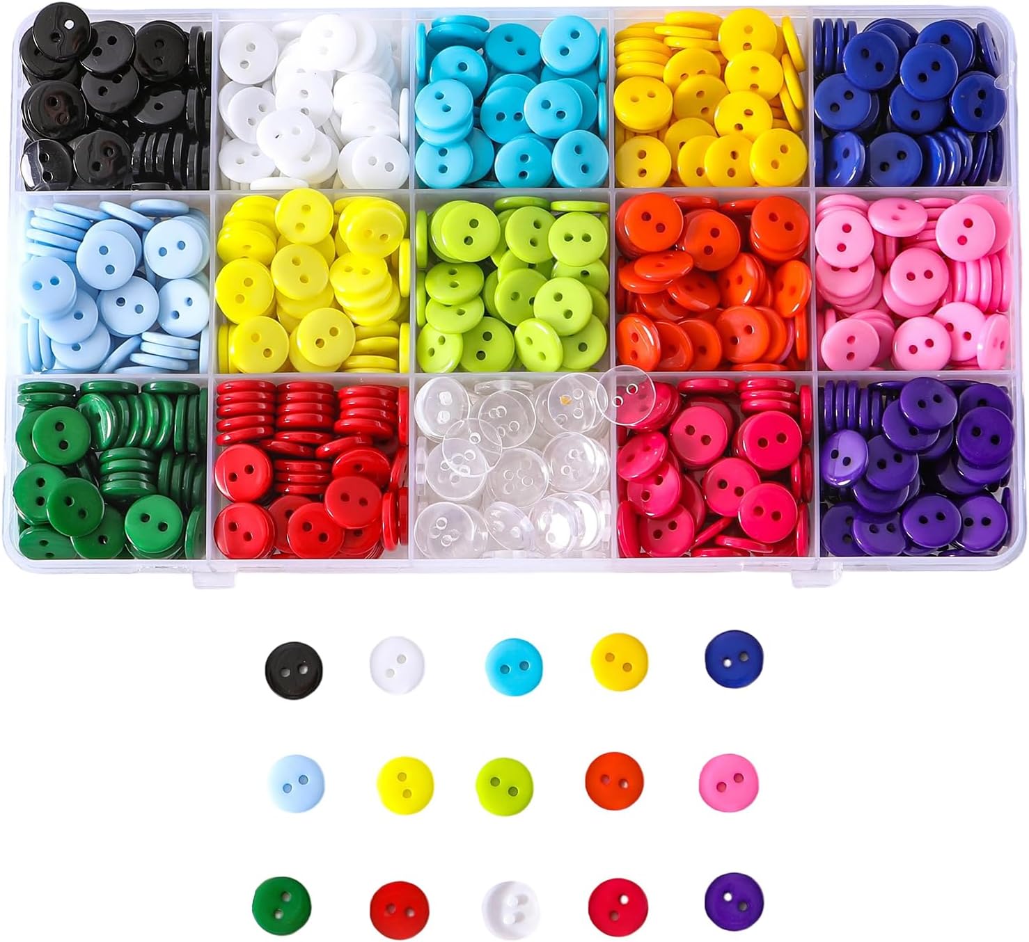 Amazon.com: Mahaohao Resin Sewing Buttons, 2-Hole Flatback Design, 15 ...