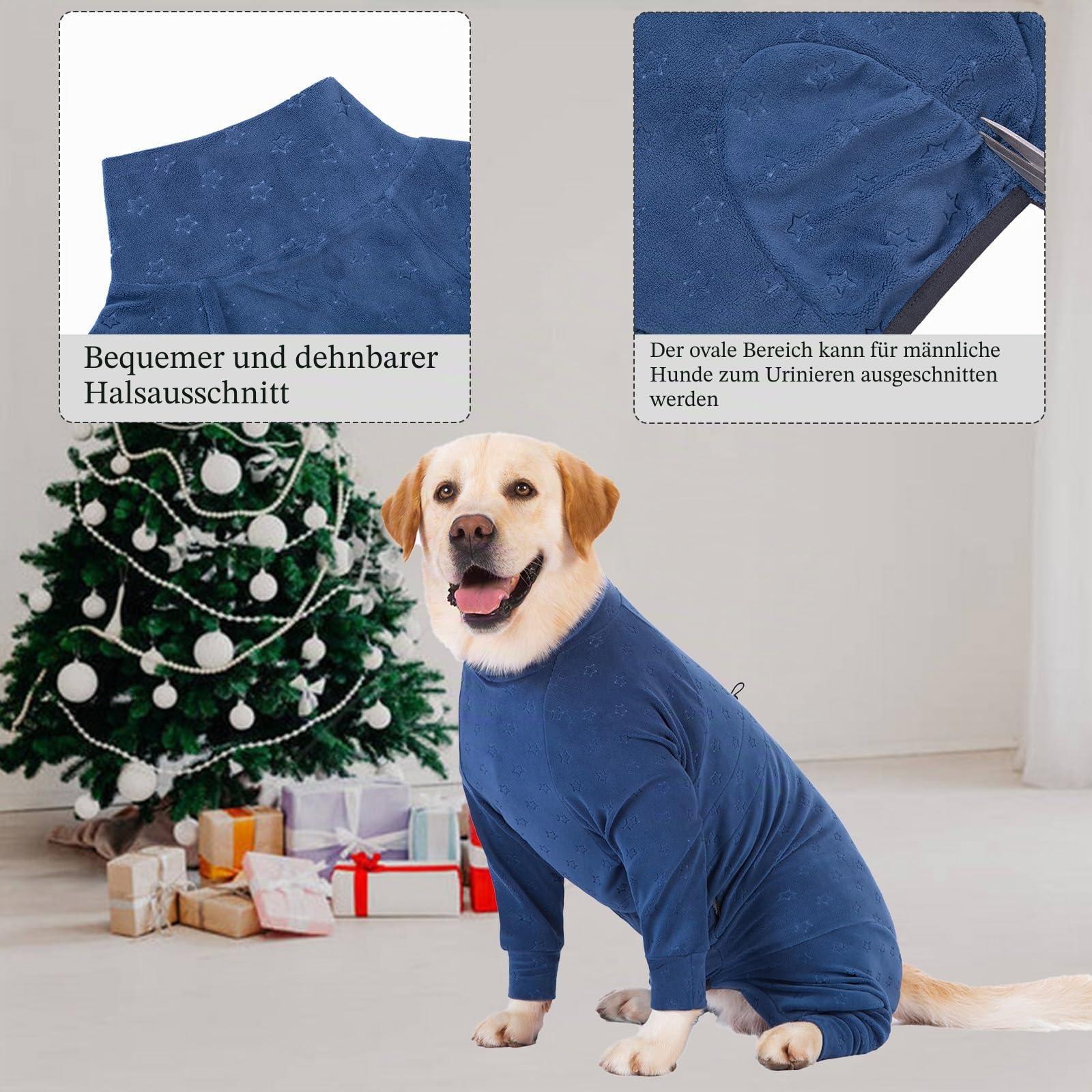 Prägung Hundemantel Fleece Hundepullover Mit Beinen Winterjacke Warm Hundepyjama Hundebademantel Für Große Mittelgroße Hunde Wintermantel Hundejacke Hundepulli