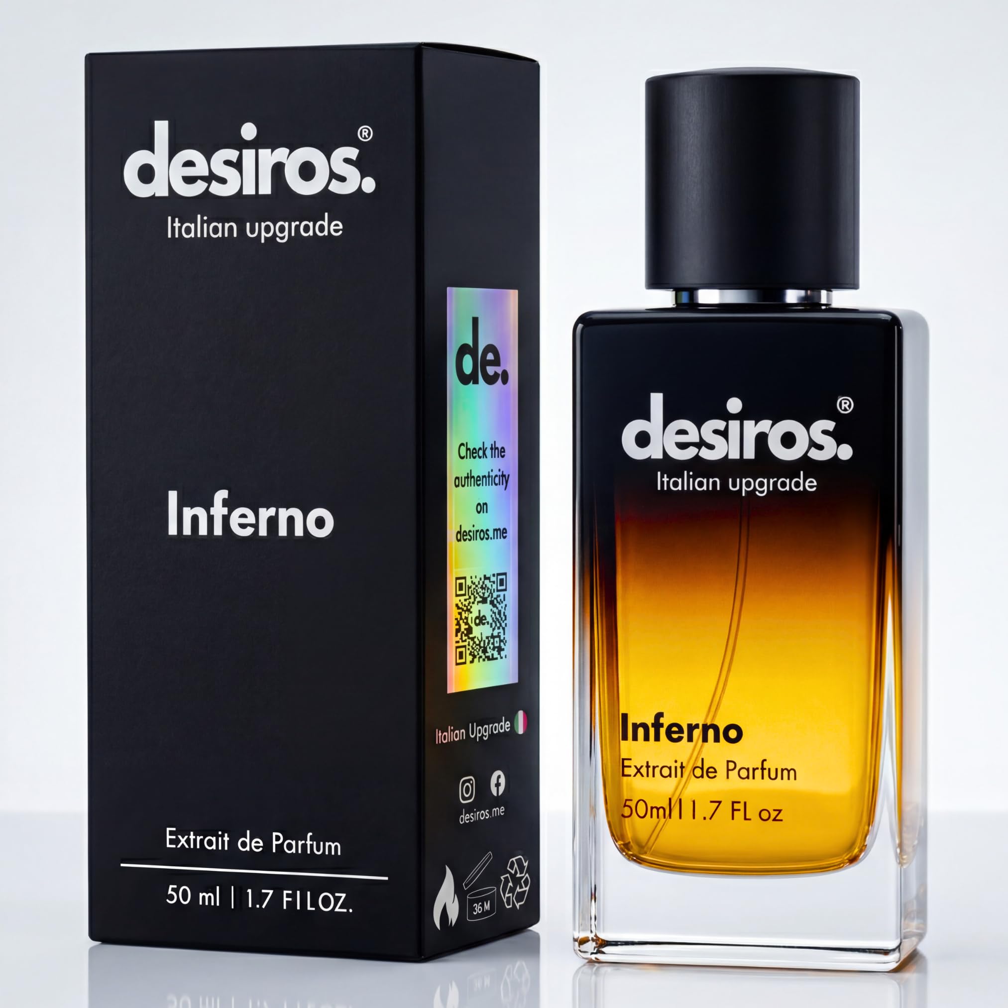 Desiros Inferno Italian Luxury Cologne for Men Seductive Long Lasting Parfum with Citrus Woody Amber Notes 25 Essential