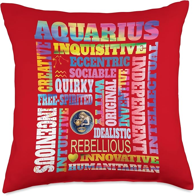 Characteristics of Aquarius Zodiac Astrology Sign Horoscope Throw Pillow