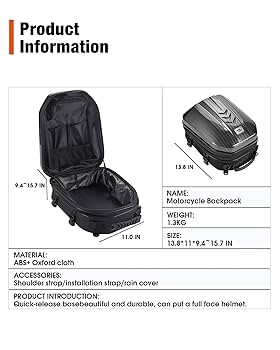 Amazon.com: Grapelet Motorcycle Tail Bag Backpack Waterproof