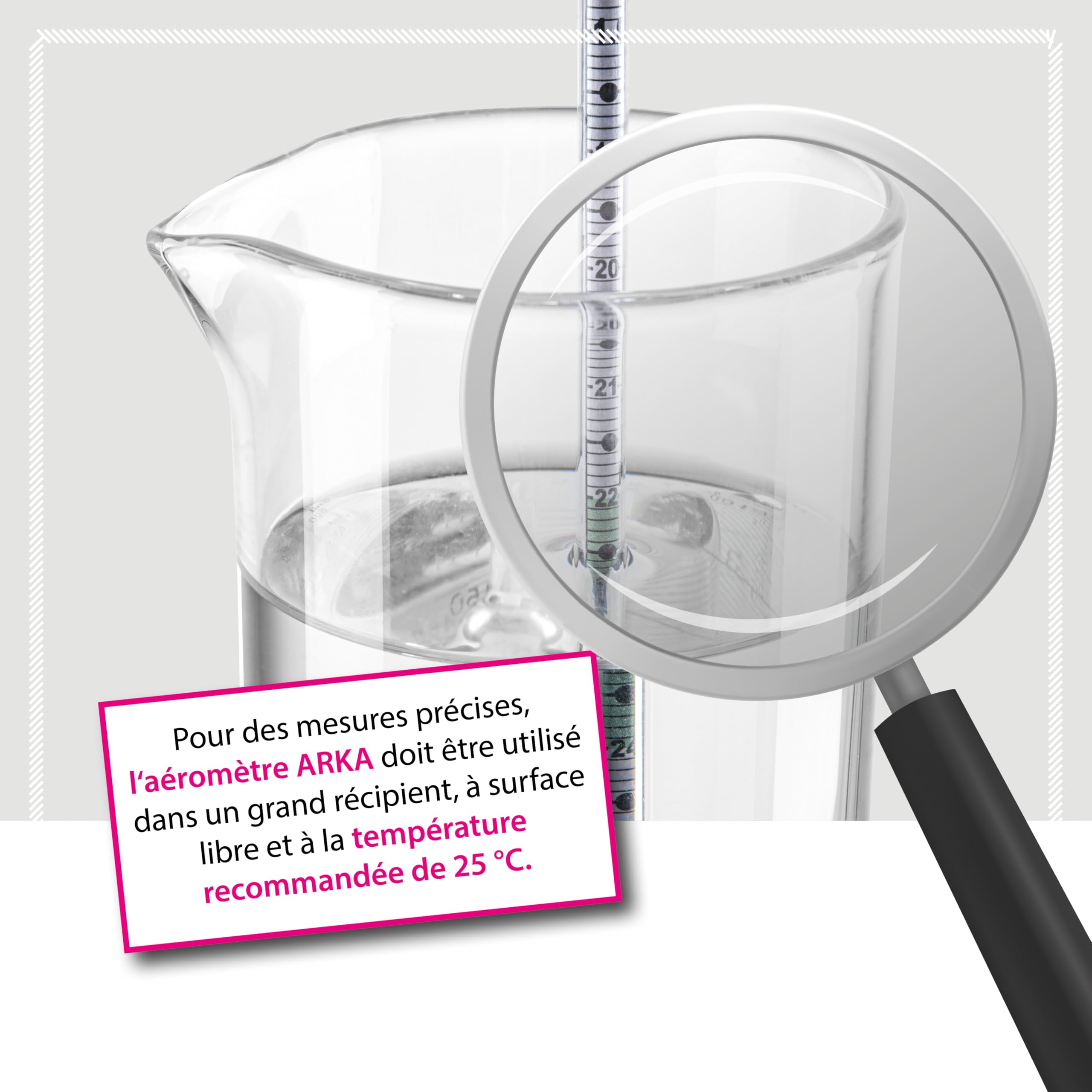 ARKA Set d'hydromètres: Thermomètre & éprouvette en Verre borosilicaté 3.3 pour Mesure précise de densité en Aquarium d'eau de mer, qualité Laboratoire, Facile à Utiliser.