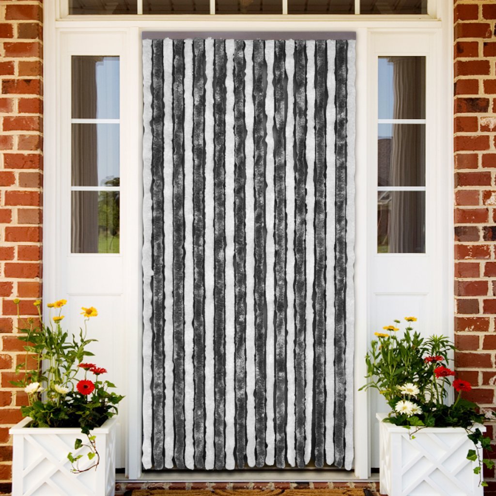 Festnight Rideau de Porte Chenille 100 x 220 cm Gris et Blanc