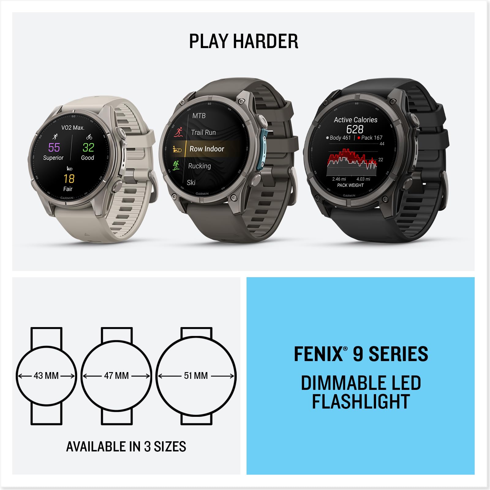 Garmin fēnix® 9, DLC Titanium, 51mm, Grigio Carbonio/Nero