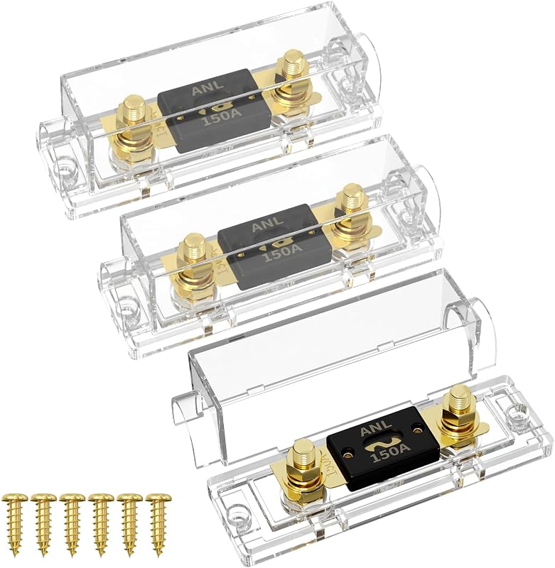 Porta-fusível ANL Joinfworld 150 A com fusível ANL para cabos 0/2/4 AWG – Pacote com 3