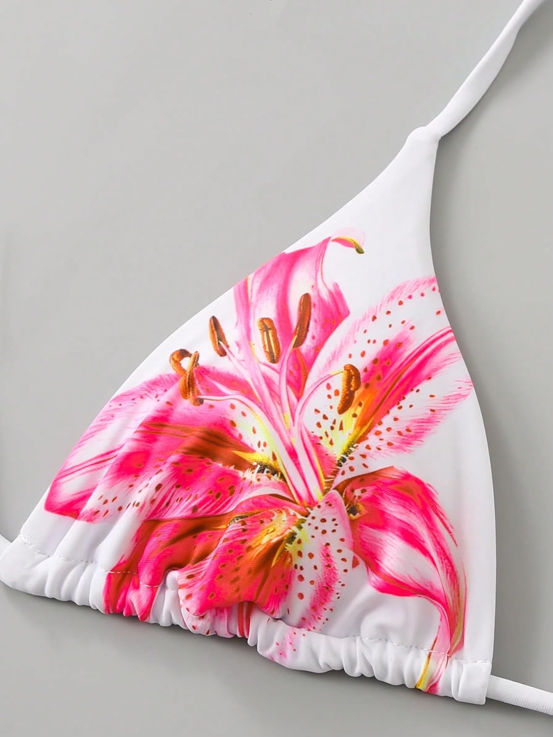 ZAFUL Womens 3pcs Swimsuit Floral Halter Triangle Bikini Top Tie Side Bottom with Long Sheer Cover Up Skirt - Image 3