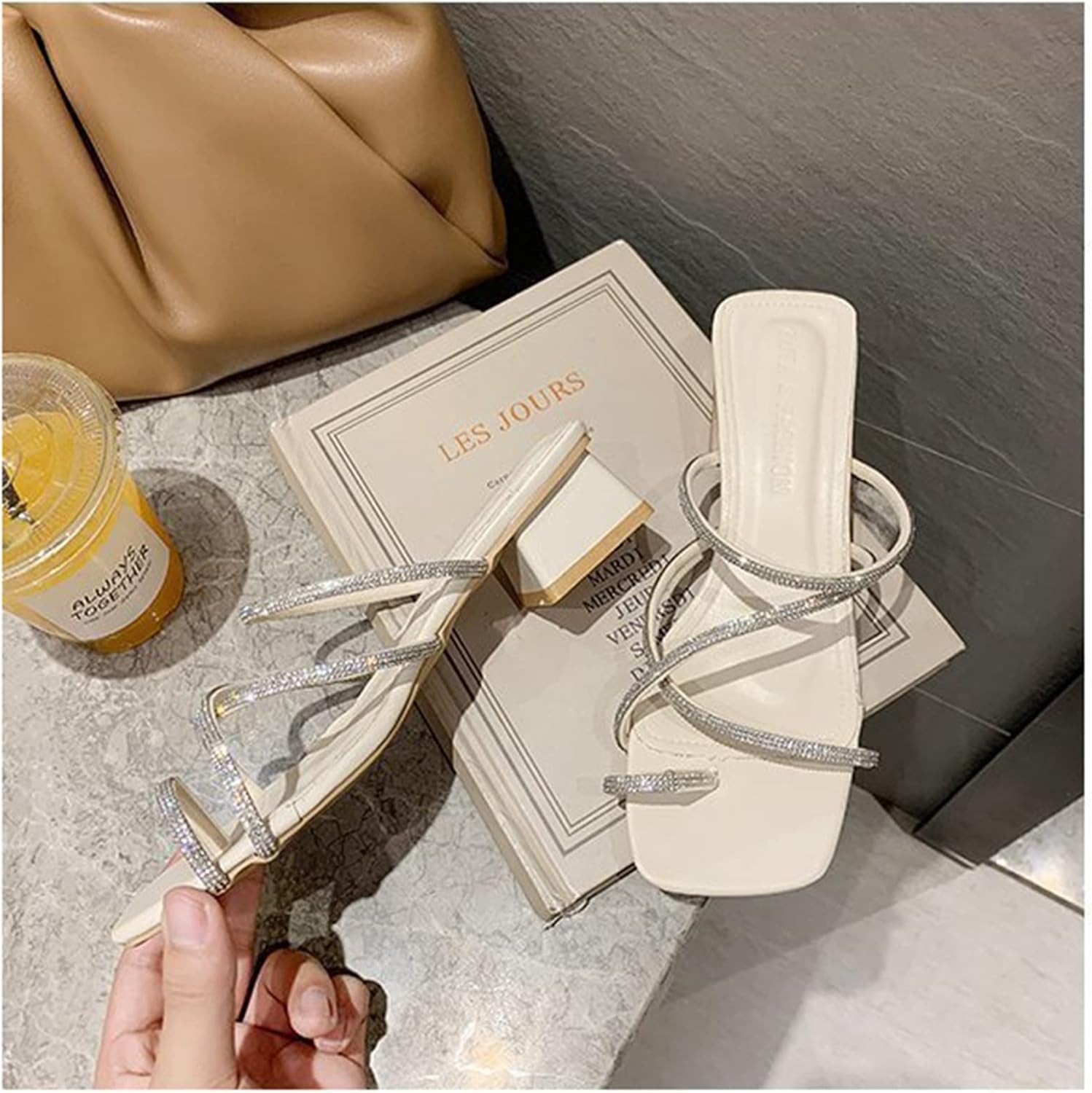 Yytcsjz Ladies Mid Low Block Heels Ankle Open Toe Shoes, Bunion Correction Sandals, Cross Strap Open Toe, for Bunion Splints Toe Separator, Hallux Valgus (Color : Beige, Size : 4.5)