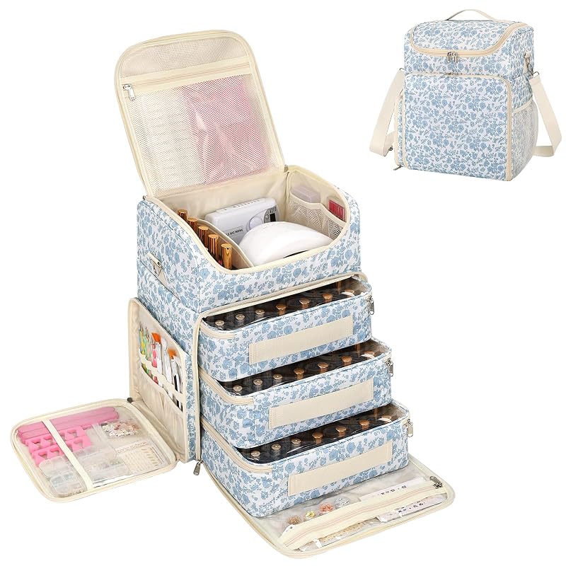 CUBETASTIC Maleta Extra Grande para Organizar Esmaltes, Lâmpada e Acessórios de Unhas com 3 Bolsas Removíveis