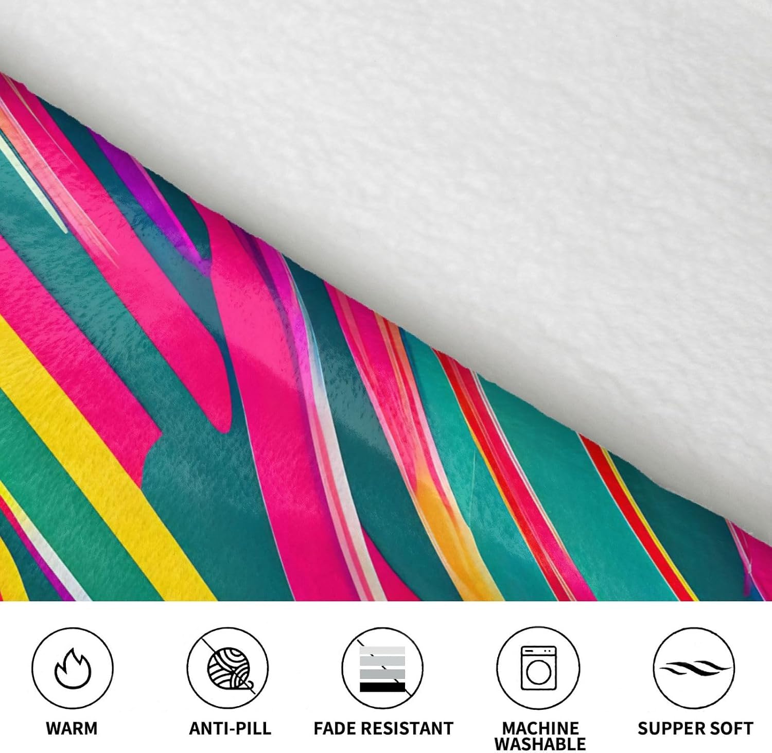 Rainbow Lines Print Oversized Blanket Hoodie, Wearable Blanket Hooded,Hooded Pullover With Pocket