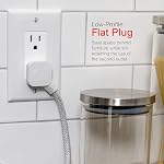 GE Pro Mini 3-Outlet Power Strip, 6 Inch Designer Braided Extension Cord, Grounded, Flat Plug, Warranty, UL Listed, White/Gray, 45190