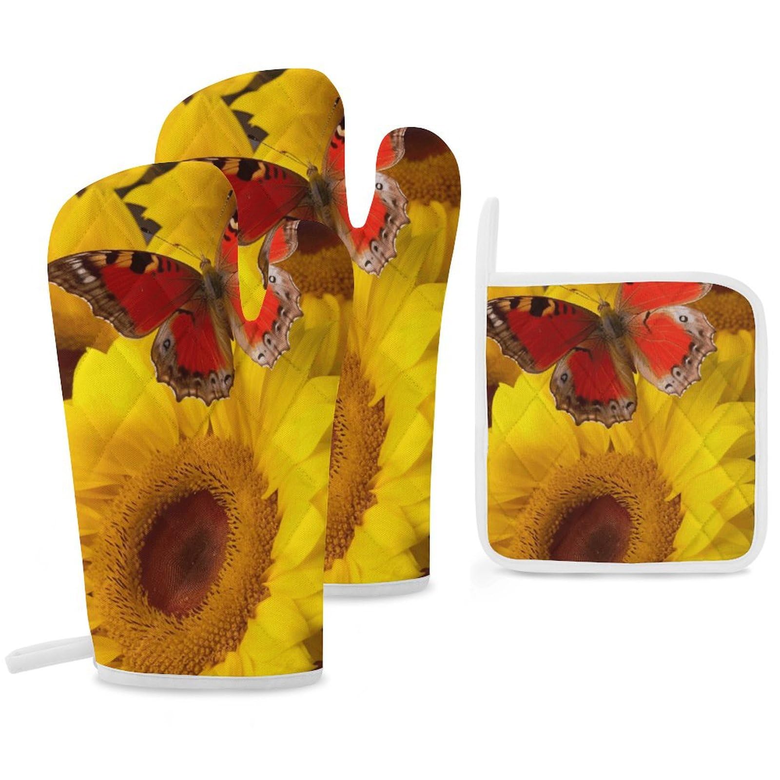 Cadeau de pendaison de crémaillère : gants de cuisine et maniques fleurs