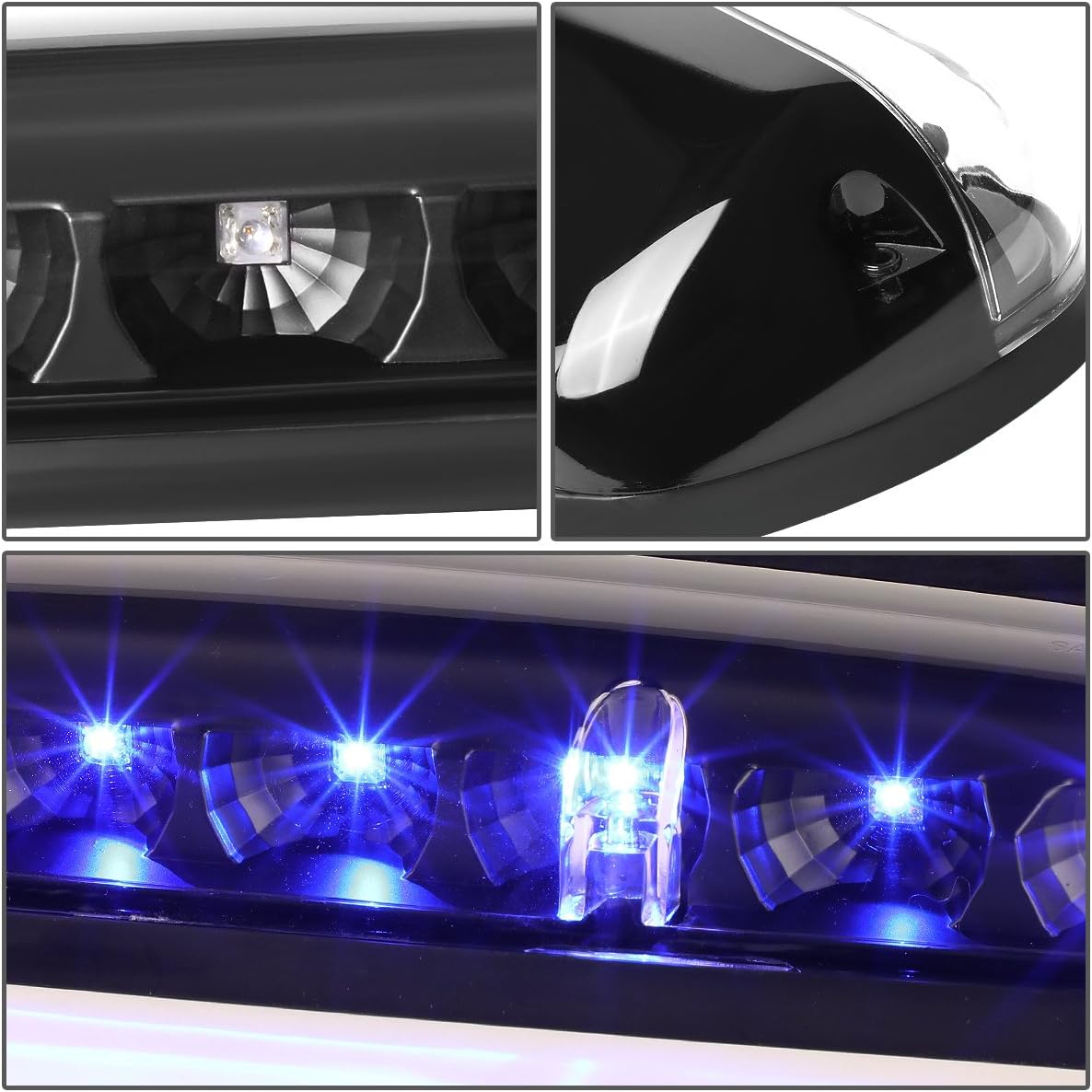 Auto Dynasty Compatible with Silverado Sierra GMT800 LED Cab Roof Top Center Running Light + Pair Side Lamps (Black Blue LED)