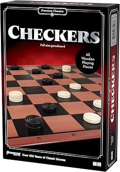 Pressman Premium Classics: Checkers | Full-Size Folding Gameboard with Wooden Playing Pieces | 2 Players, Ages 8+