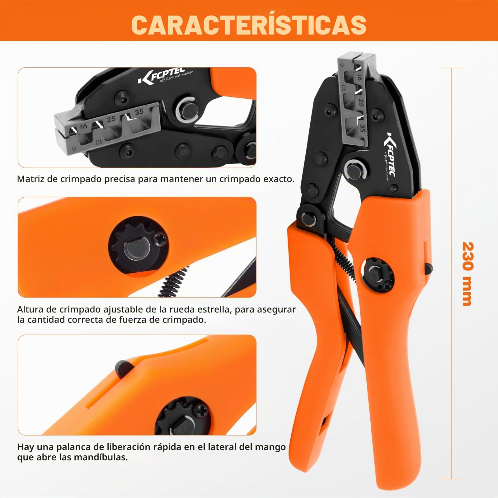 KF CPTEC Crimpadora para férulas, casquillos AWG 2-10/6-35mm²