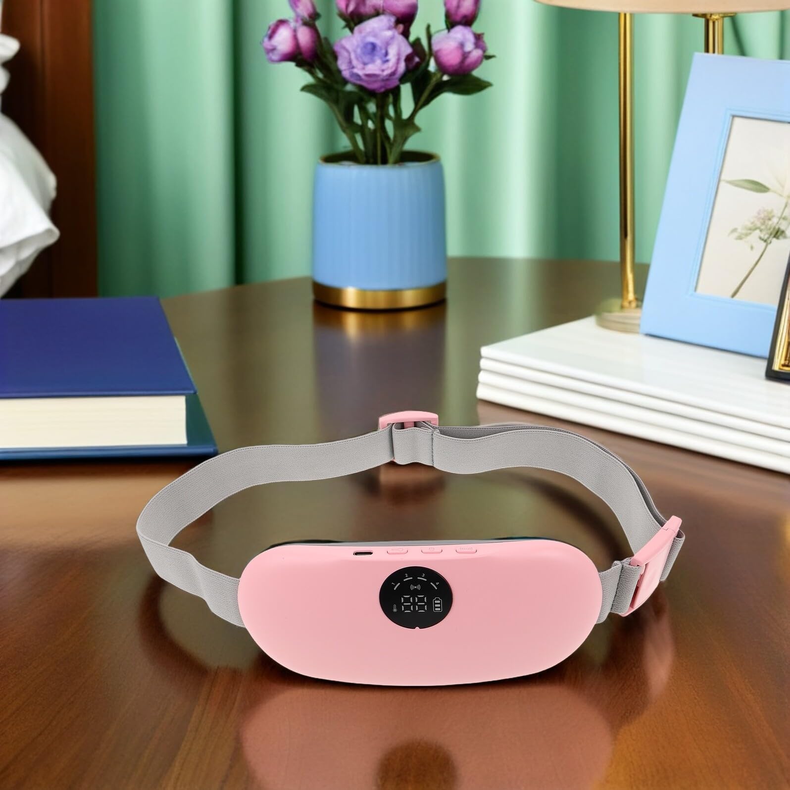 KOMBIUDA Cinta Térmica Abdominal Almohadilla Térmica Para El Estómago Para El Estómago Cinturón De Masaje Vibratorio Menstrual Para Mujeres Cinturón Calentador