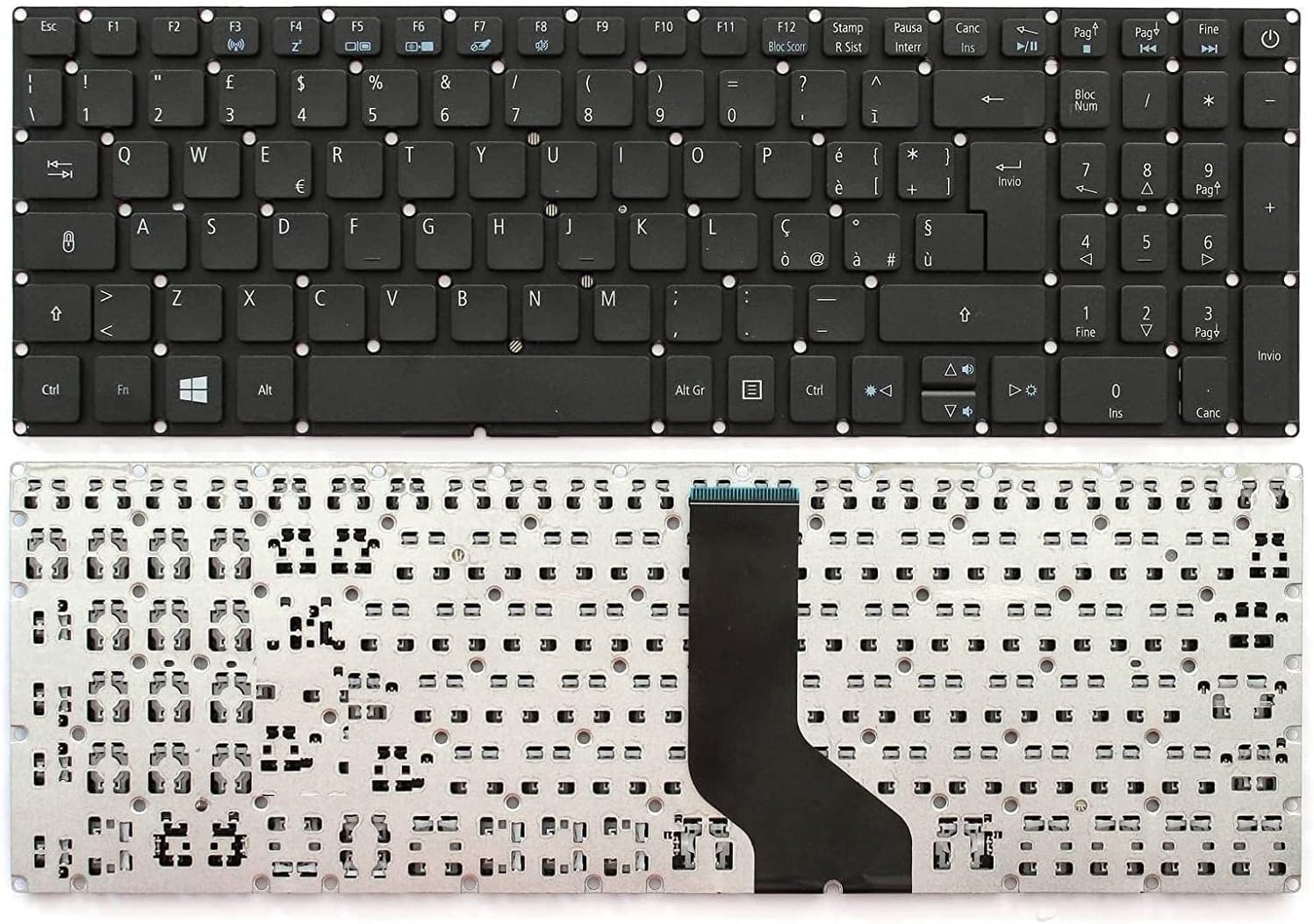 Tastiera per Notebook Acer Aspire E5-722 E5-772 V3-574G E5-573T E5-573 E5-573G E5-574G E5-574T E5-575G E5-576G E5-576T E5-722 E5-722G E5-532 E15 Serie Layout Italiano