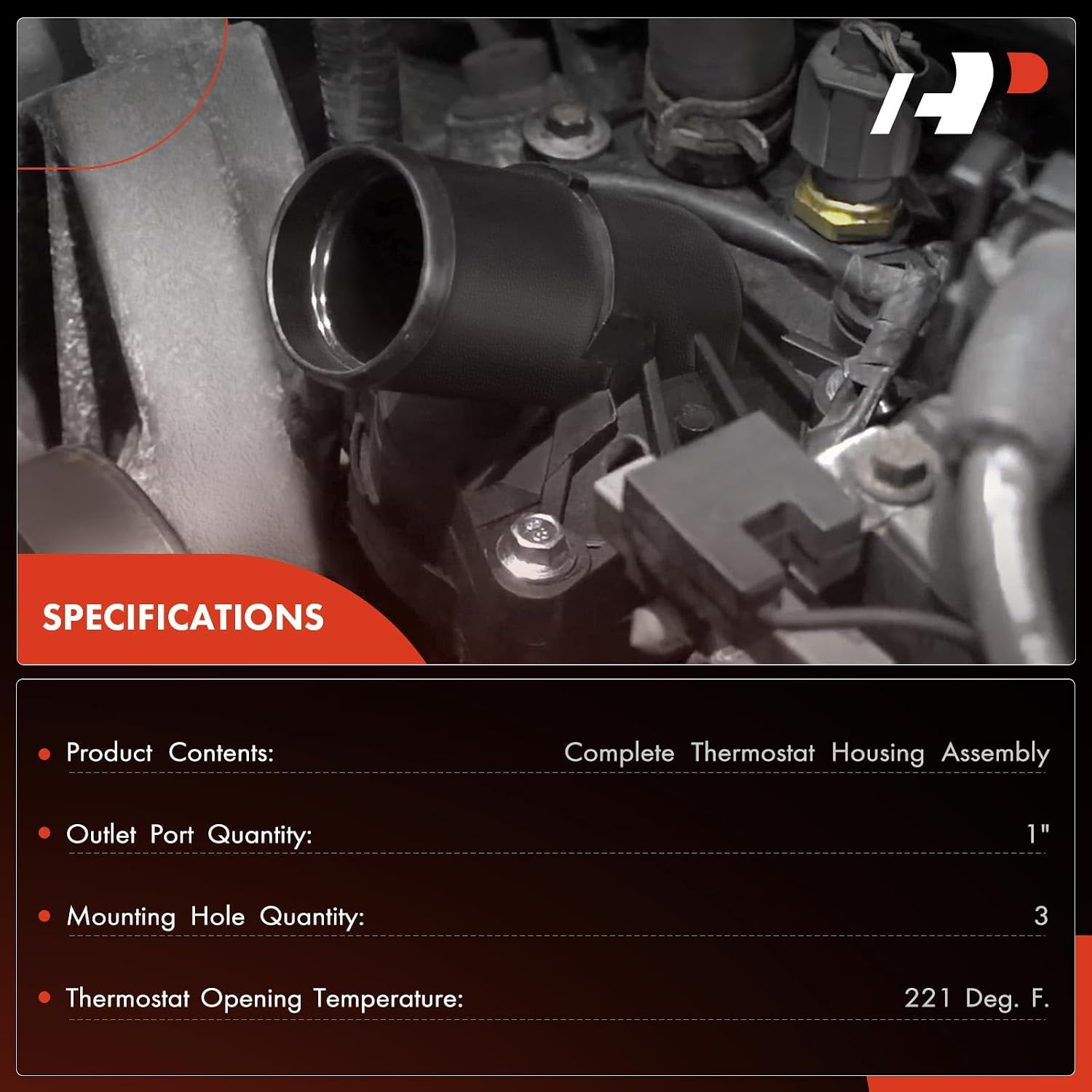 A-Premium Engine Coolant Thermostat Housing Assembly with Gasket Compatible with Chevrolet Spark 2013 2014 2015