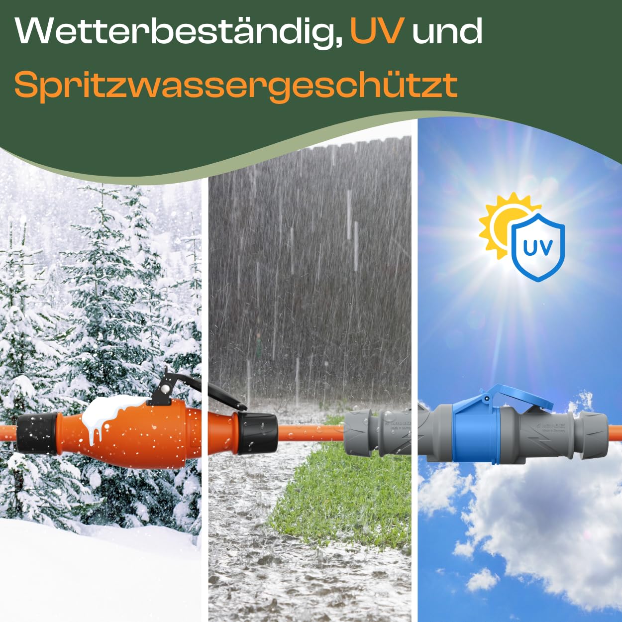 Schuko auf CEE Adapter 10m Camping Stromkabel H07BQ-F 3x2,5 Landstromkabel Wohnmobil Wohnwagen Kabel Camping Adapter 10 Meter Strom Verlängerungskabel CEE-Stecker Campingstecker