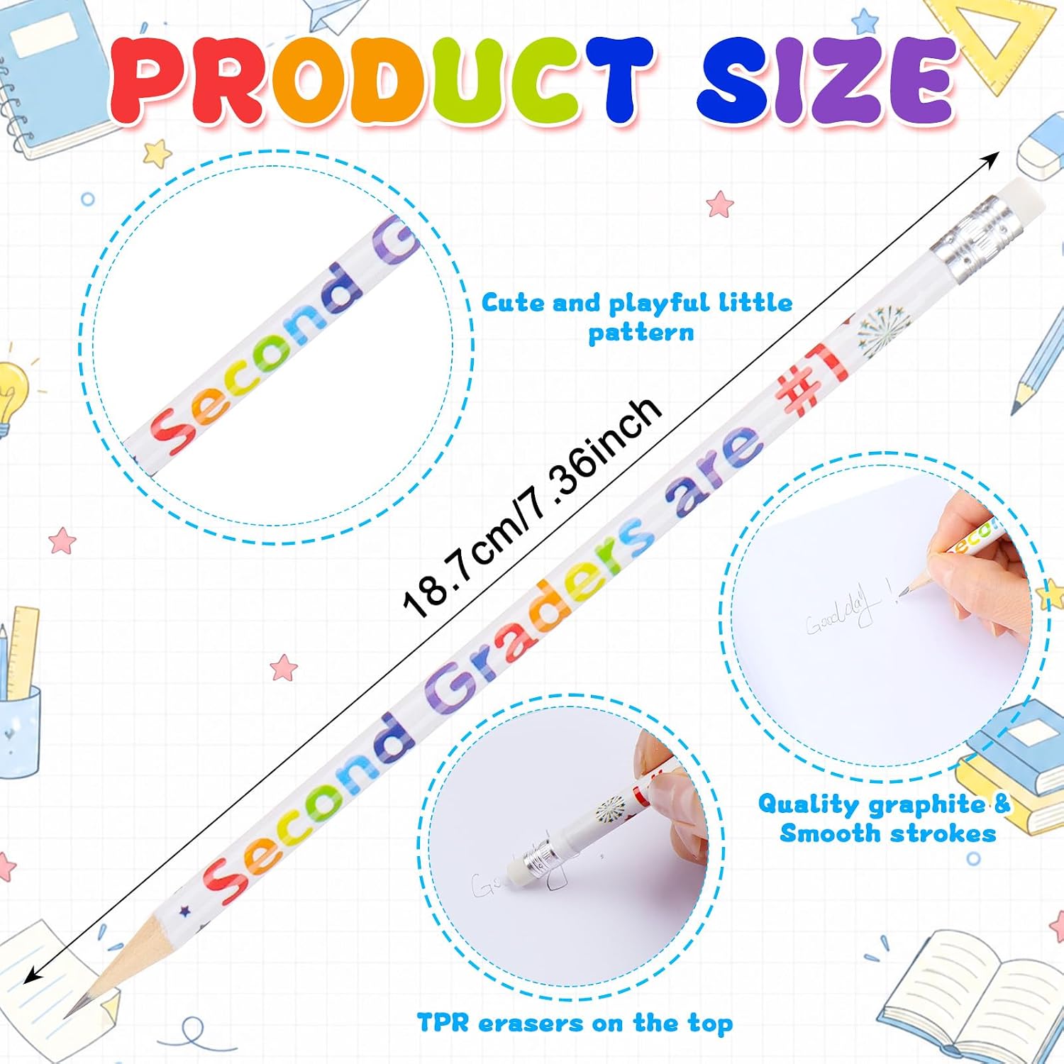 30 Pcs 2nd Graders Pencils Bulk Inspirational Pencils with Erasers image 2