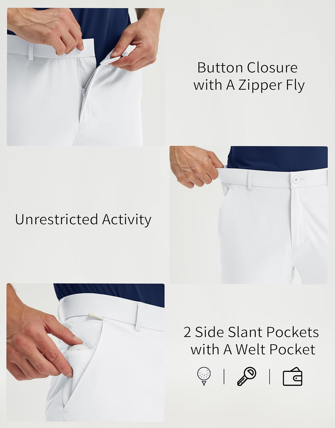 M MAELREG Golf Pants Men Stretch Lightweight 30"/32"/34" Inseam Comfy Quick Dry Work Casual Dress Pants with 4 Pockets