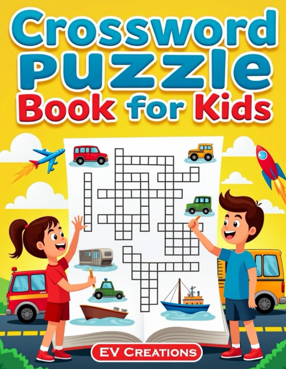 Big Fun Vehicle Crosswords for Kids: 50 Picture Crossword Puzzles Featuring Cars, Trucks, Planes, Trains & More | Ages 6–9