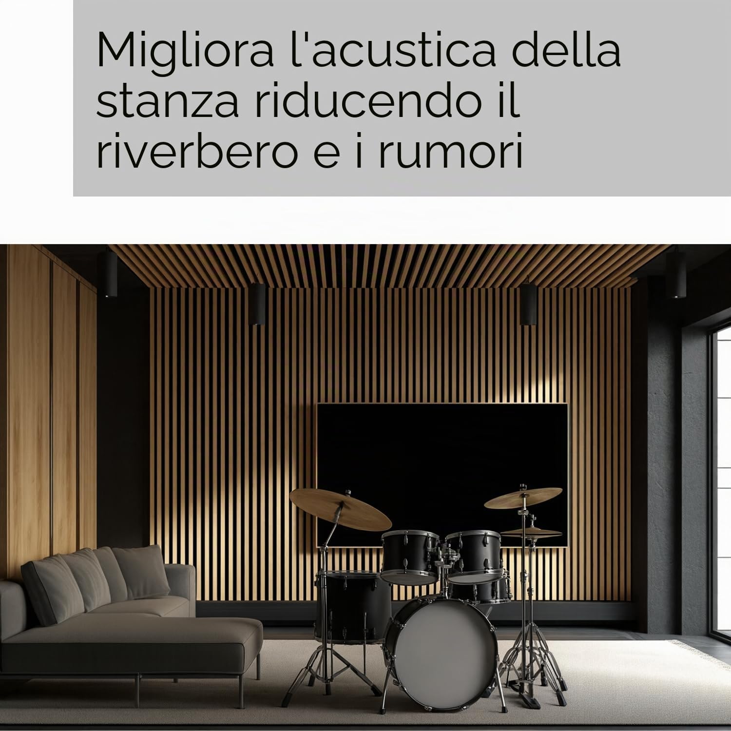 Pannello Acustico MDF 240x53 cm Rovere Sonoma con Lamelle Moderne su Feltro per Rivestimento Parete Effetto Legno