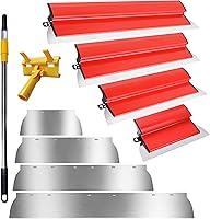 Yavinane 10-Pc Drywall Skimming Blade Set: 10" 16" 24" 32" Professional Blades, 0.3/0.5mm Stainless Steel & 1.2M Telescopic Rod for Plasterboard Finishing