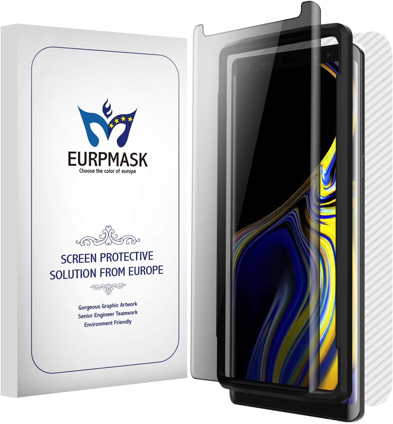 Galaxy Note 9 Privacy Screen Protector, Case Friendly Tempered Glass Front & Back, 3D Curve Edge Easy Install Anti Spy Anti Scratch, EURPMASK Note 9 Privacy Screen Protector