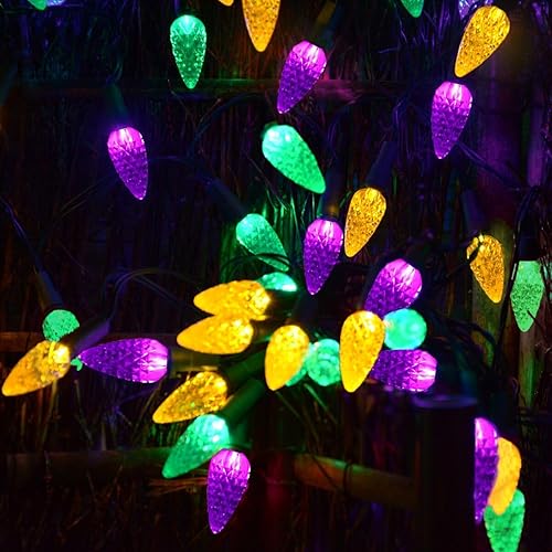 Miniatura 2 de Luces solares de Navidad para exteriores, cadena de luces C6 de fresa, luces de Mardi Gras, 100 LED, 8 modos, impermeable, uso al aire libre, para