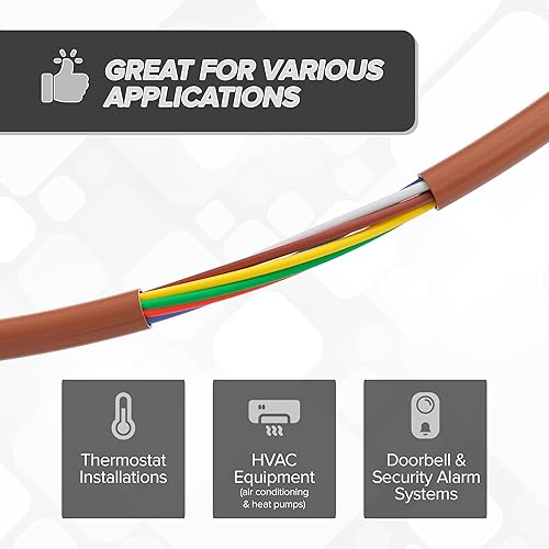 Miniatura 4 de Cable The Cimple Co para termostato, color café, cobre macizo calibre 18, conductor, certificación CL2 UL, CMR nominal CL3, residencial, comercial e