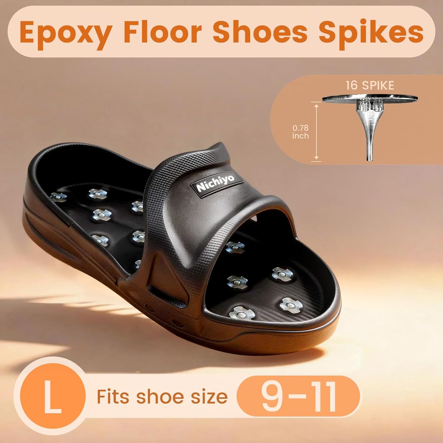 Sharp Spiked Style Shoes for Resinous Coatings Spiked Shoes Safe Walking on Floor Leveling Compounds,Epoxy Topcoats Concrete Resin and Epoxy Floor Coating-Large(DX-5B)