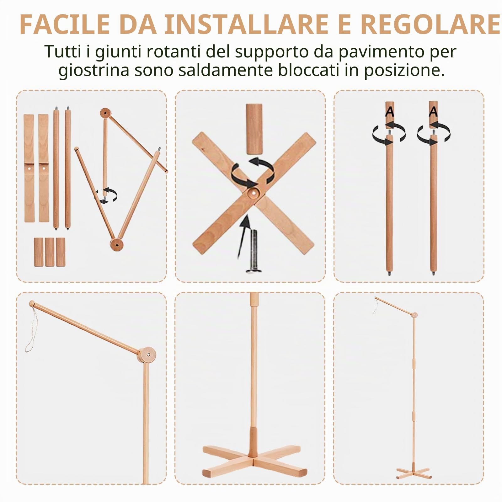 Supporto mobile per bambini, in legno, per appendere giocattoli, culla e cameretta dei bambini, da 0 a 12 mesi