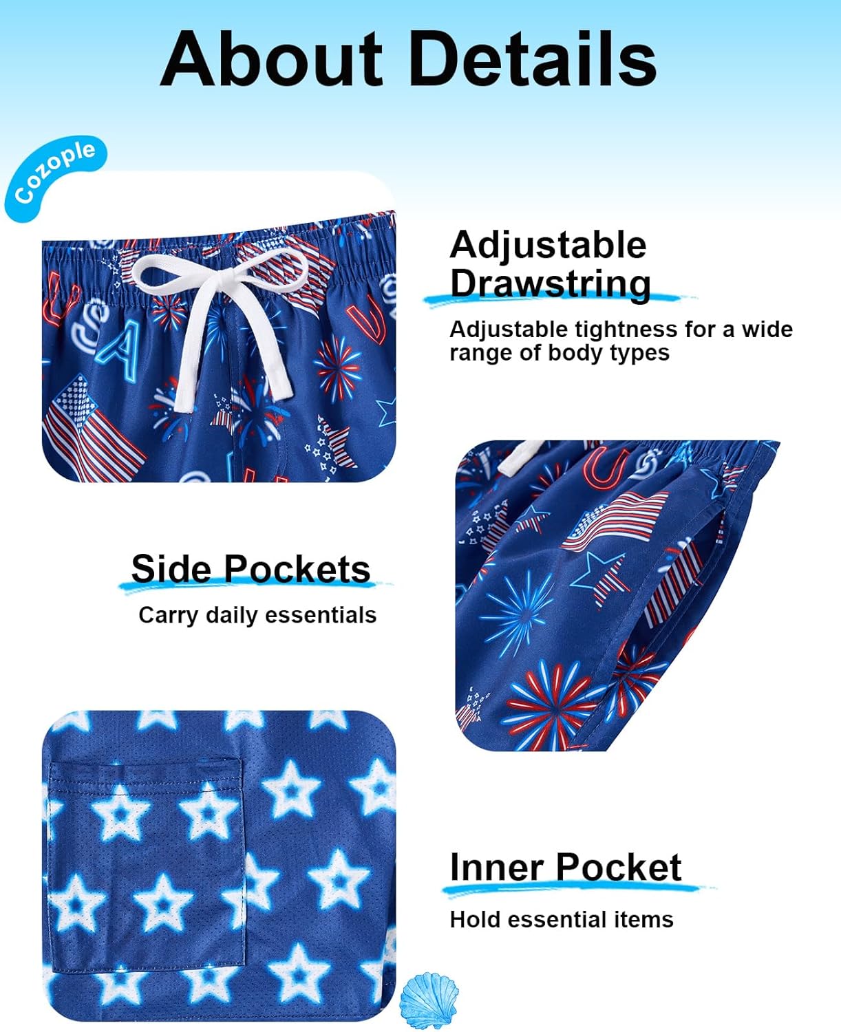 Cozople 7-20T Boys Swim Trunks with Compression Liner Big Boys Quick Dry Bathing Suit Stretch 2 in 1 Beach Swimming Shorts