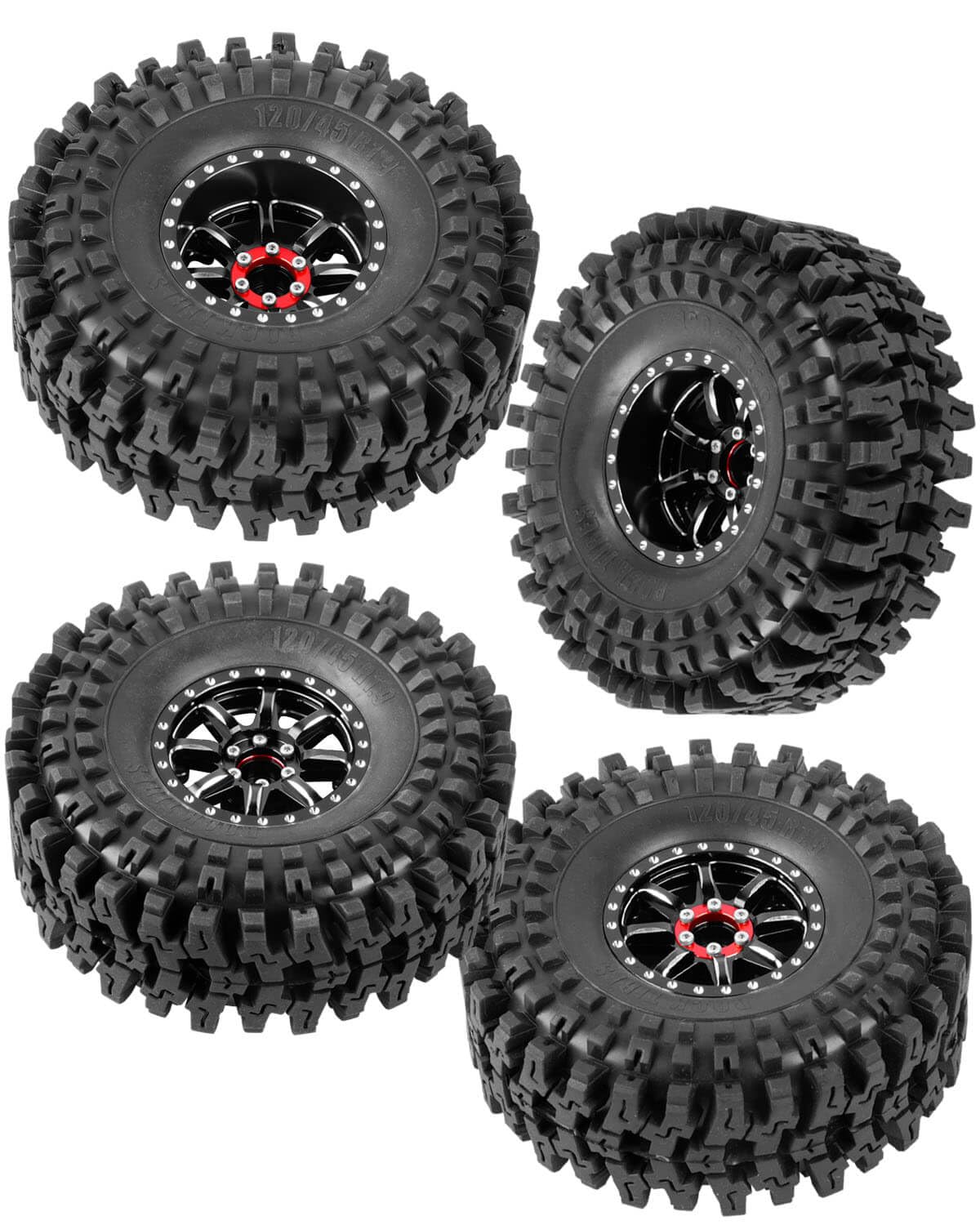 RCMYou RC 1.9 Tires & 1.9 Beadlock Wheels Adjustable 4 Offsets Rims for 1/10 TRX4 TRX6 SCX10 D90 Gen8 VS4-10 MST CFX RC Crawler Car,1.9 Beadlock Wheels Adjustable 4 Negative Offsets Rims,Black