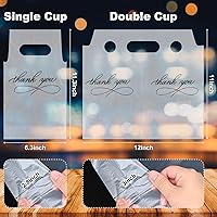 Vista 3 de MJOGGOTT Paquete de 500 bolsas de plástico transparente para beber, portavasos con asa, soporte desechable de agradecimiento para bebidas, café