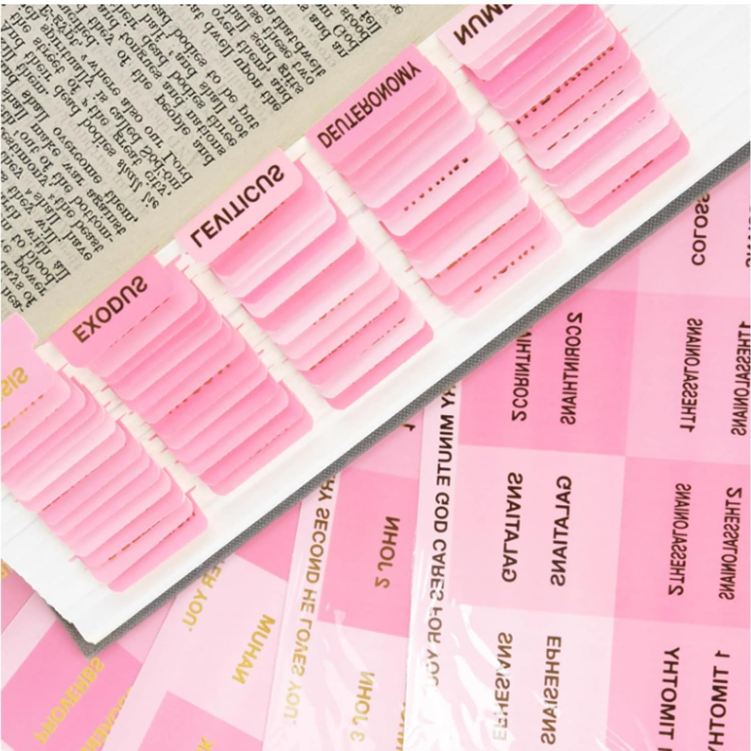 90Pcs Pink Bible Tabs for Women Book Studying Bible Stickers