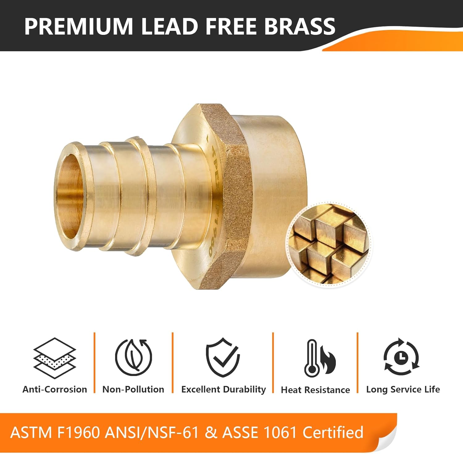 5-Pack HeSun PEX-A Fitting, 1" PEX-A x 1" Female NPT Thread Expansion Adapter, ASTM F1960(PEX1960029-5)