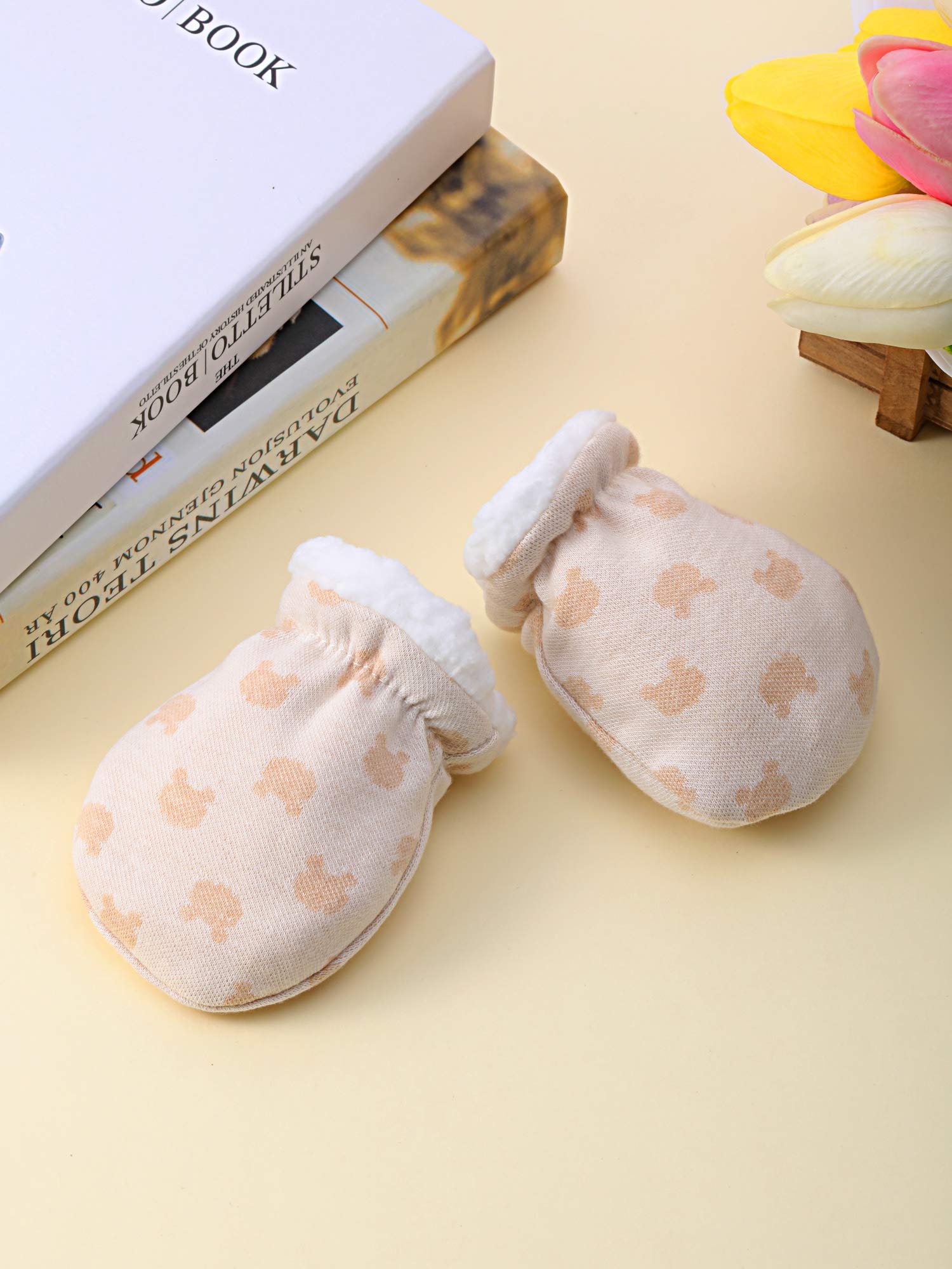 3 pares de manoplas para bebé, guantes de algodón, guantes de invierno para recién nacidos, con forro de lana, para 0 – 12 meses